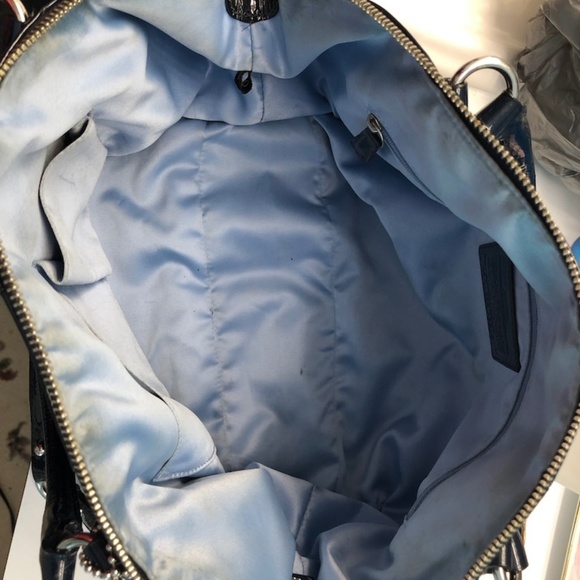 Navy Patent Coach Handbag - Picture 3 of 5